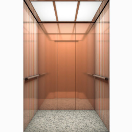 Cabina para ascensor HF-K14 con Panel Central Iluminado y Espejo Decorativo en colombia