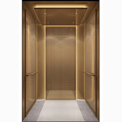 Cabina para ascensor HF-K17 con Panel Tipo Madera y Acero Satinado en Colombia
