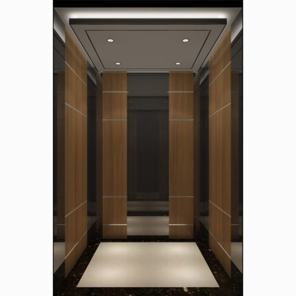 Cabina para Ascensor HF-K21 con Acabado Tipo Madera y Detalles Premium en Colombia