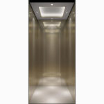 Cabina para Ascensor Residencial HF-J013 con Acabado Champagne Dorado y Espejo Grabado